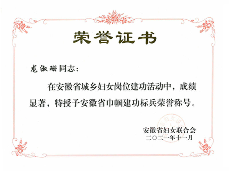 喜報(bào)！康明納集團(tuán)總經(jīng)理龍淑珊榮獲“安徽省巾幗建功標(biāo)兵”稱號(hào)!